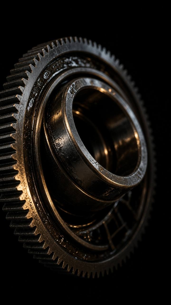 Precision harmonic strain-wave reducer, night studio close-up