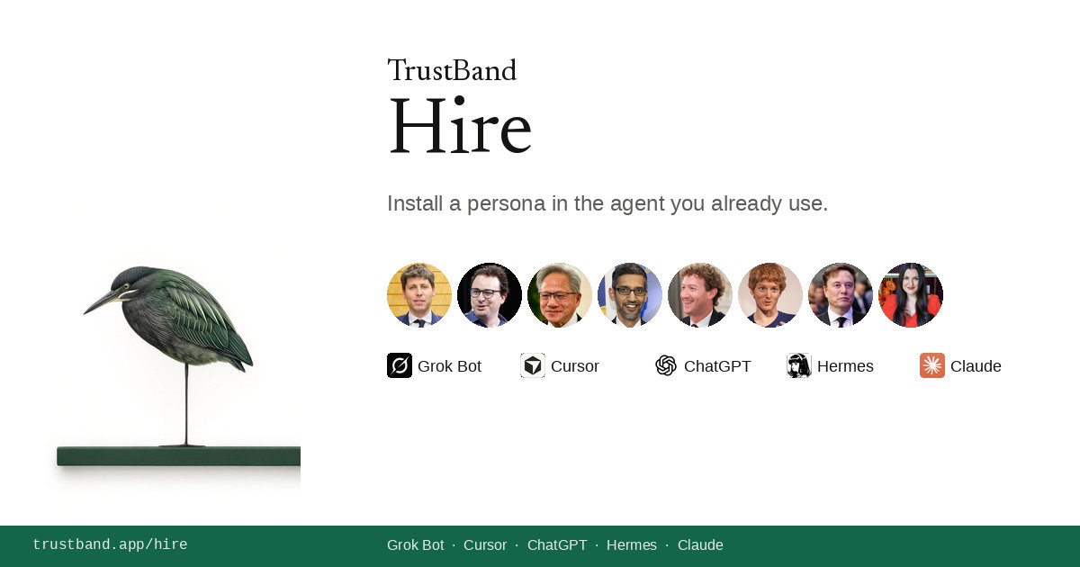 Show HN: TrustBand Hire – operator personas as Markdown you paste into Grok Bot